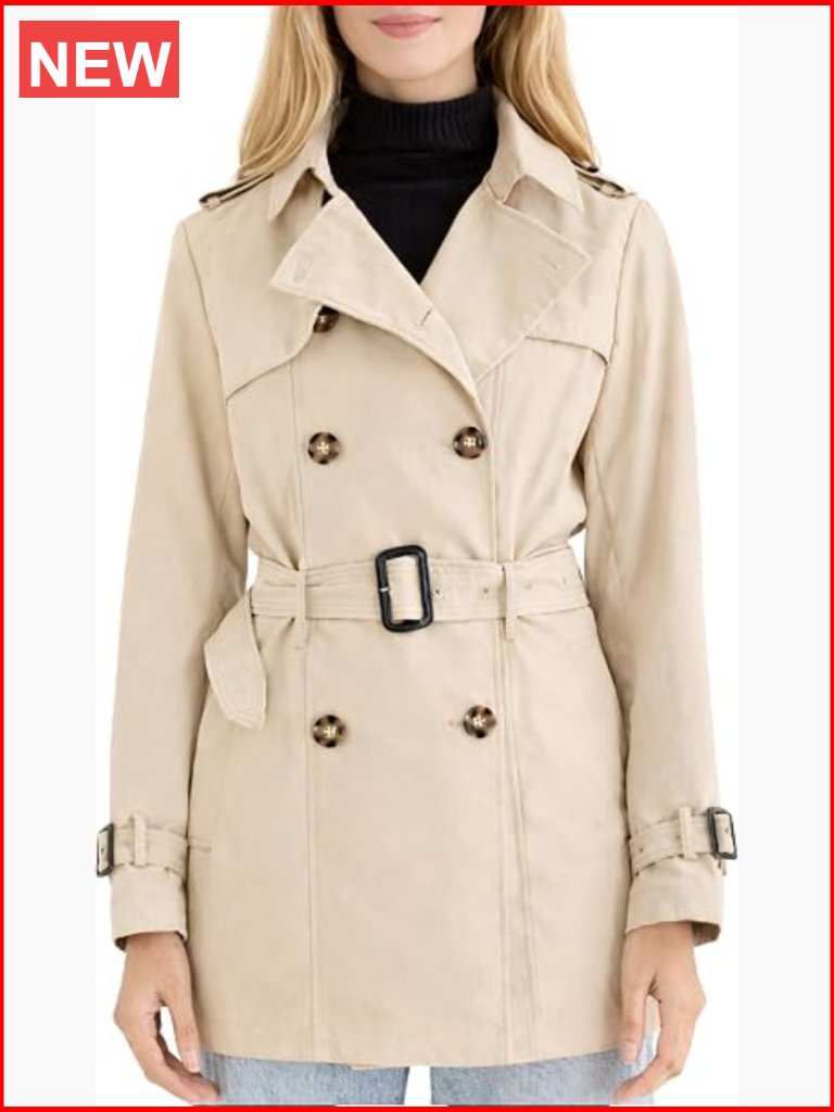 Double Breast Trench Coat Windbreaker With Belt